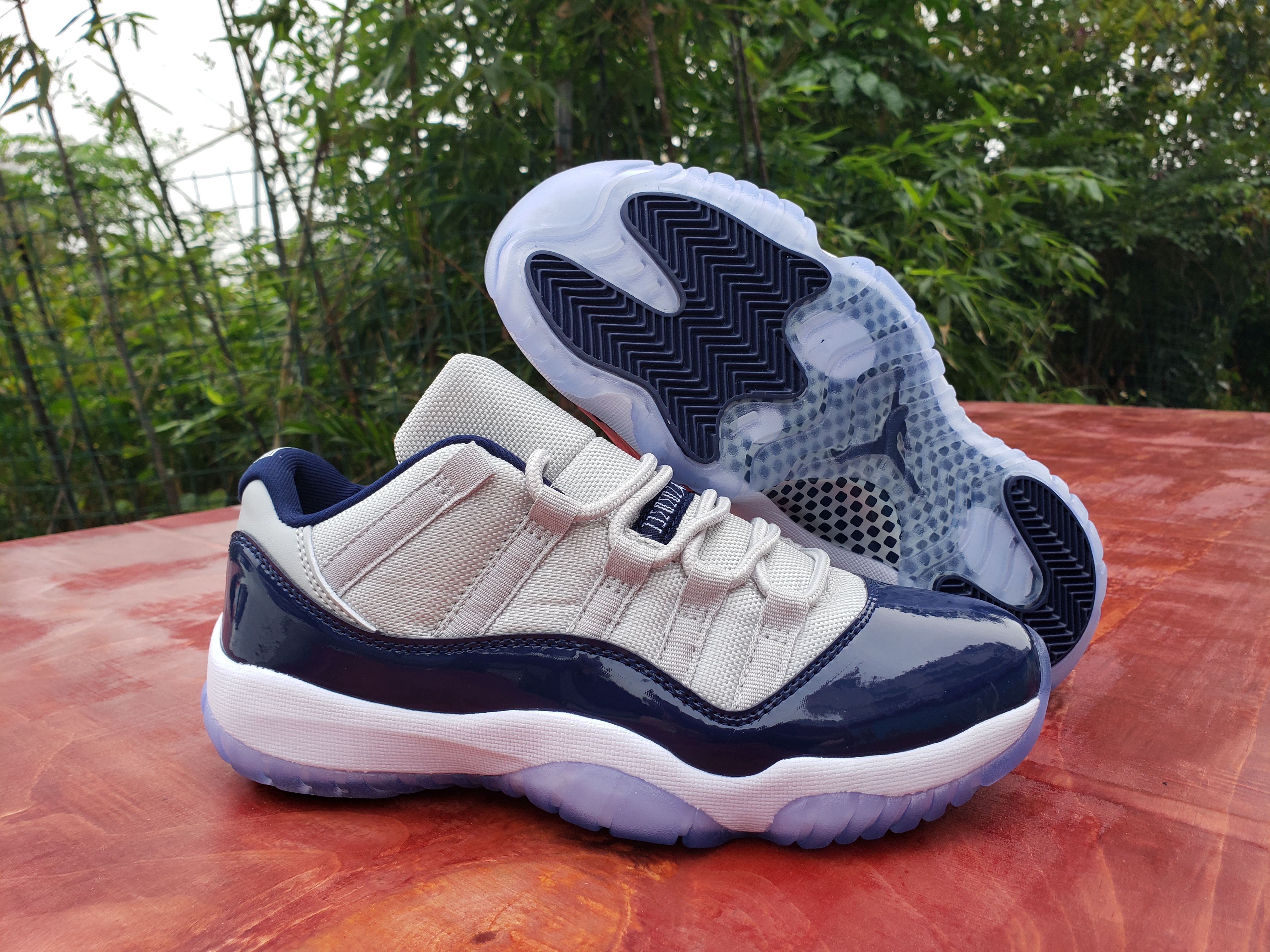 2020 Air Jordan 11 Low Light Grey Navy Blue Shoes